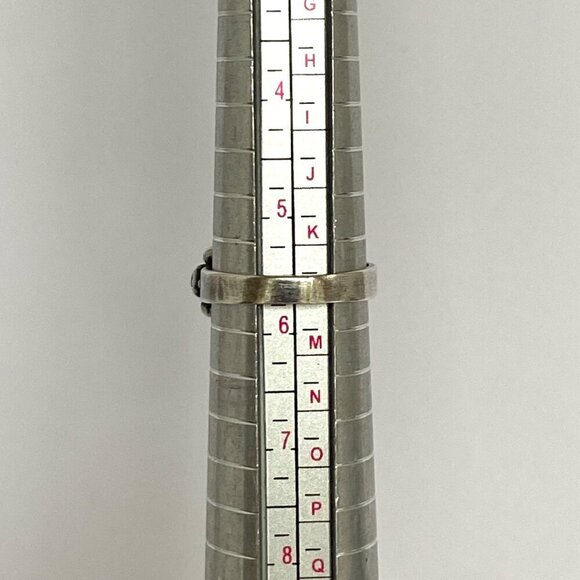 VTG Sterling Silver 925 Snake Eyes Round Turquoise Petit Point Ring Sz 5.75 - Picture 9 of 16